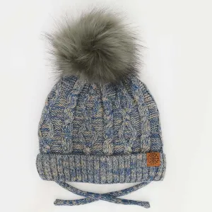 Cotton Knit Pompom Hat - Midnight Blue | CALIKIDS