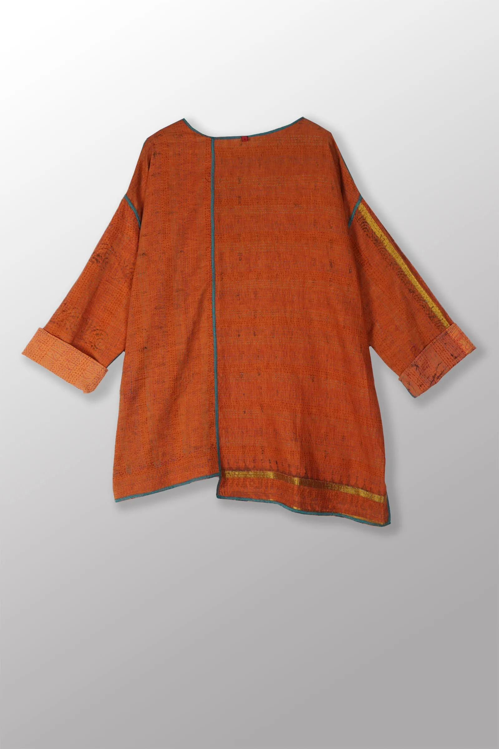 COTTON OVER DYE KANTHA OVERSIZED TUNIC - ov2510-corg002s -