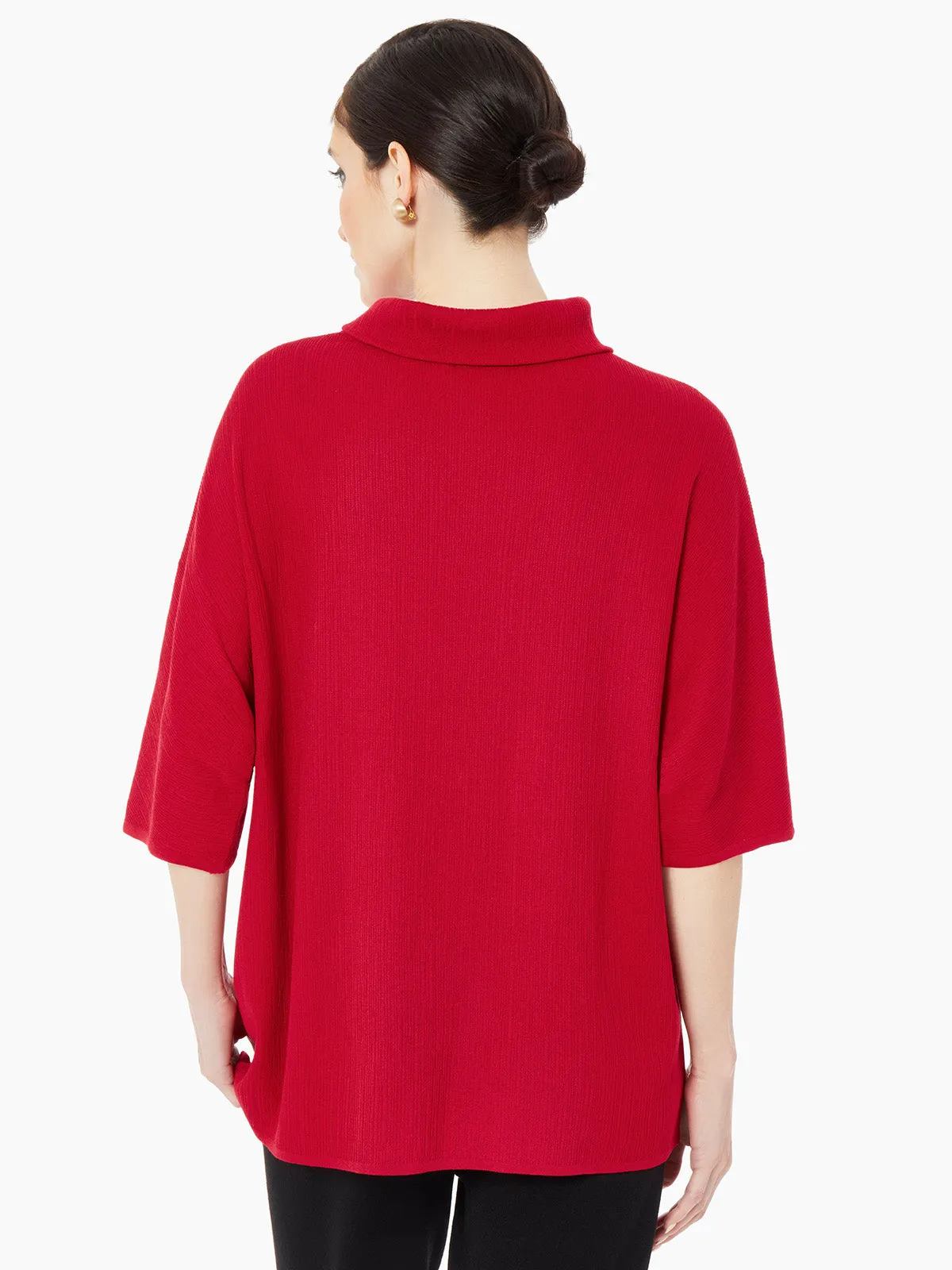 Cowl Neck Textured Knit Tunic