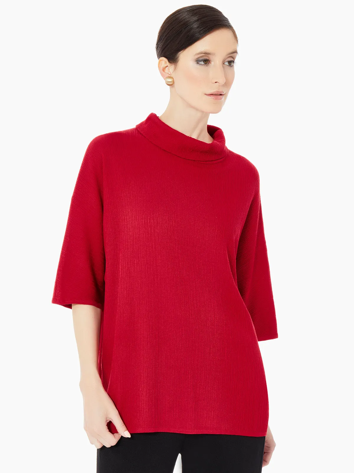 Cowl Neck Textured Knit Tunic