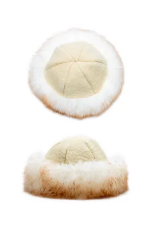 Cream Wool Shearling Hat