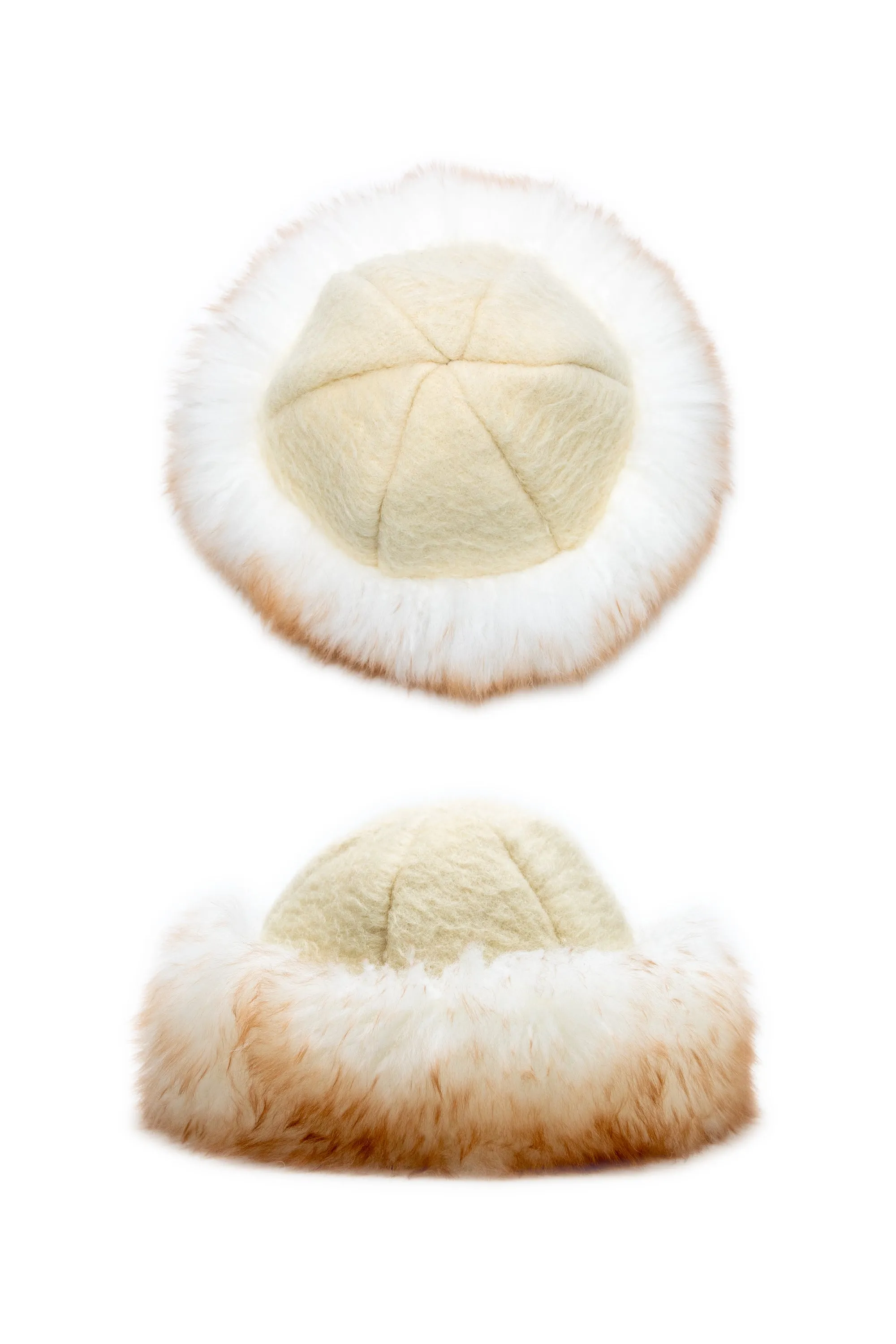 Cream Wool Shearling Hat