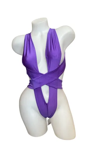 Criss Cross Bodysuit Purple