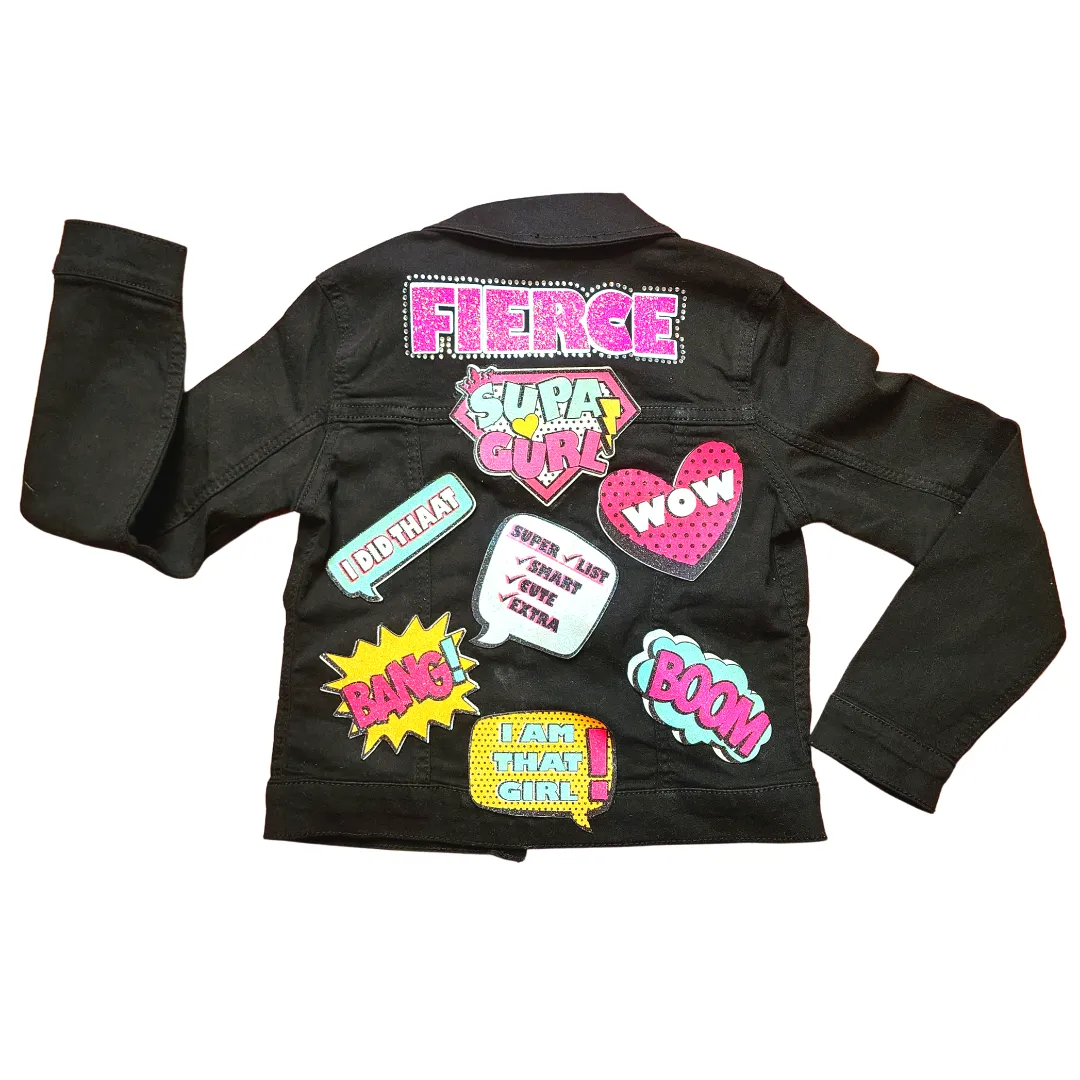 Custom Girls Comic Black Jean Jacket