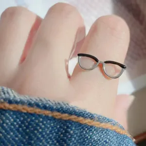 Cute Small Funny Open Mini Eyewear Finger Rings Jewelry Ring