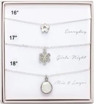 Dainty Silver Layering Necklace Trio