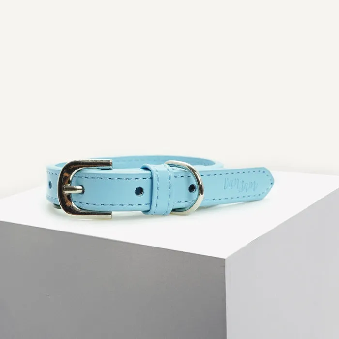 Dan & Sam - Vegan Leather Dog Collar (Blue)