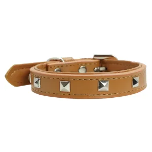 Dan & Sam - Vegan Leather Dog Collar (Tan Square Stud)