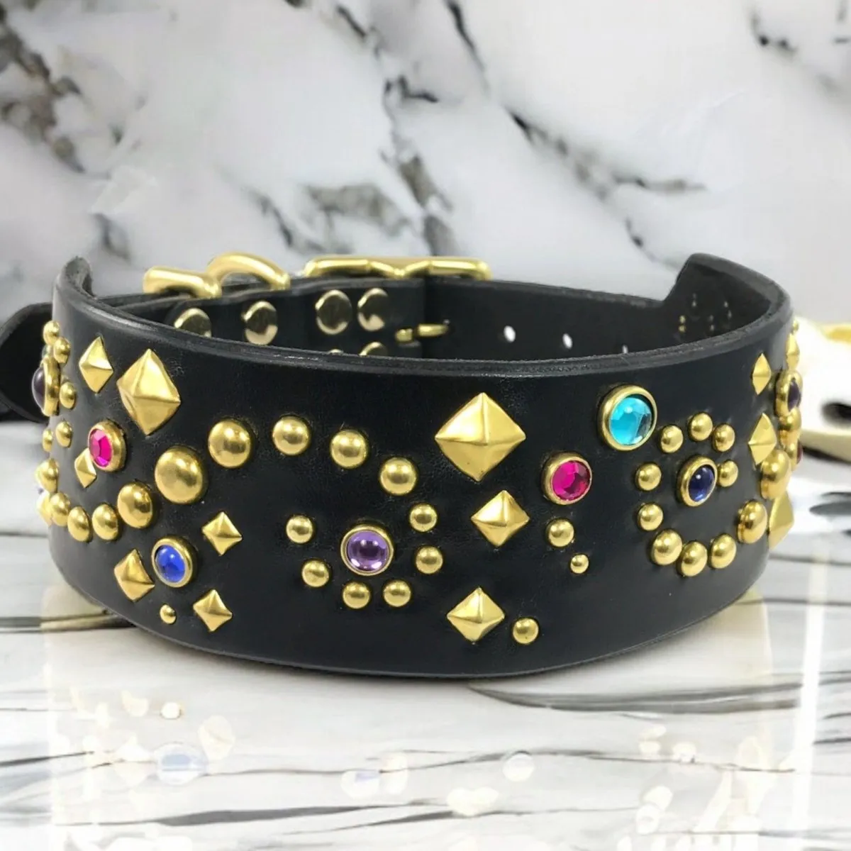 Designer Leather Dog Collar Stargazer Deluxe