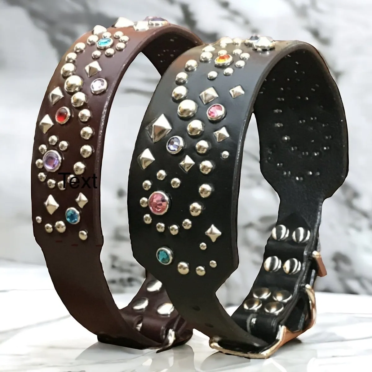 Designer Leather Dog Collar Stargazer Deluxe