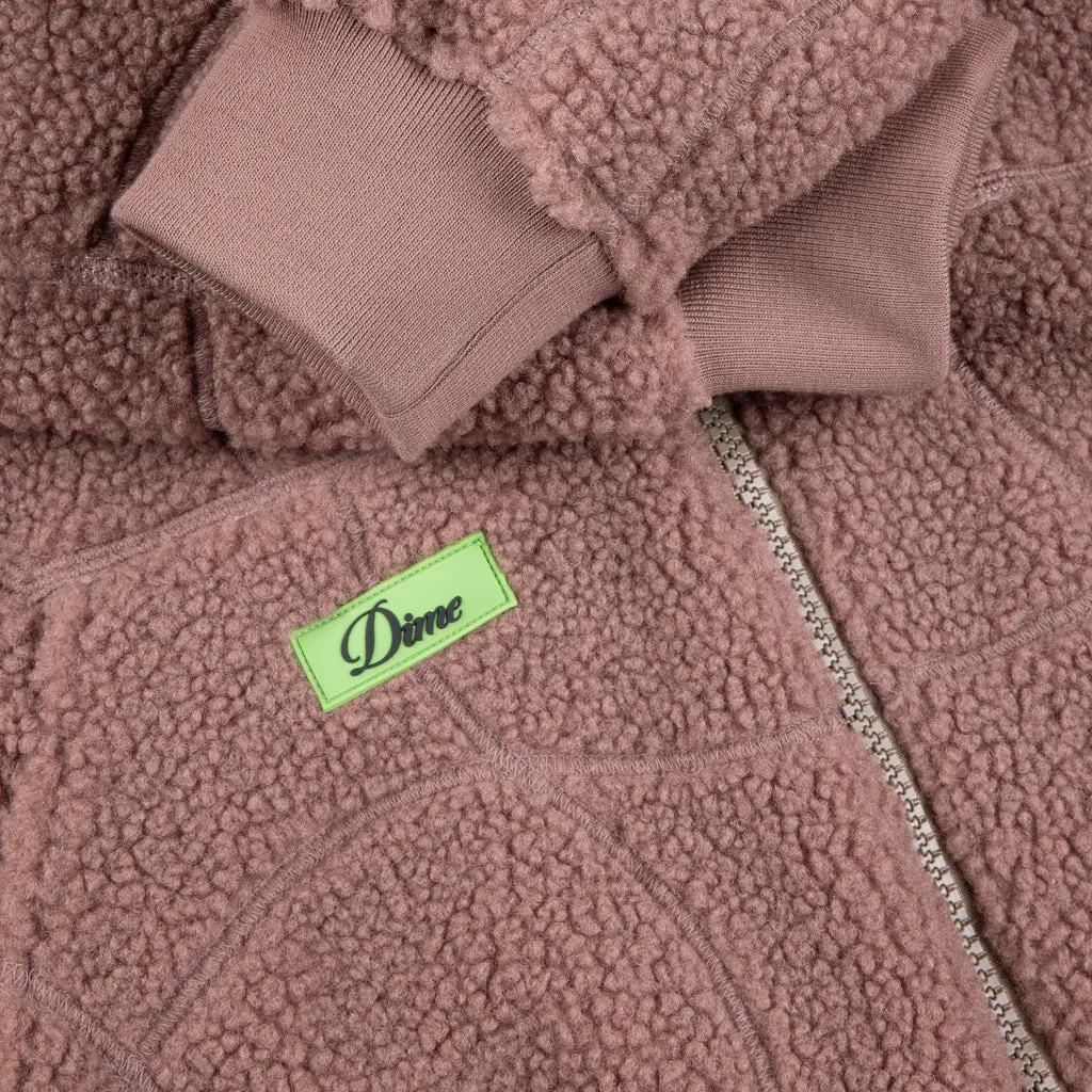 Dime - Coverstitch Sherpa Fleece Jacket ~ Mauve