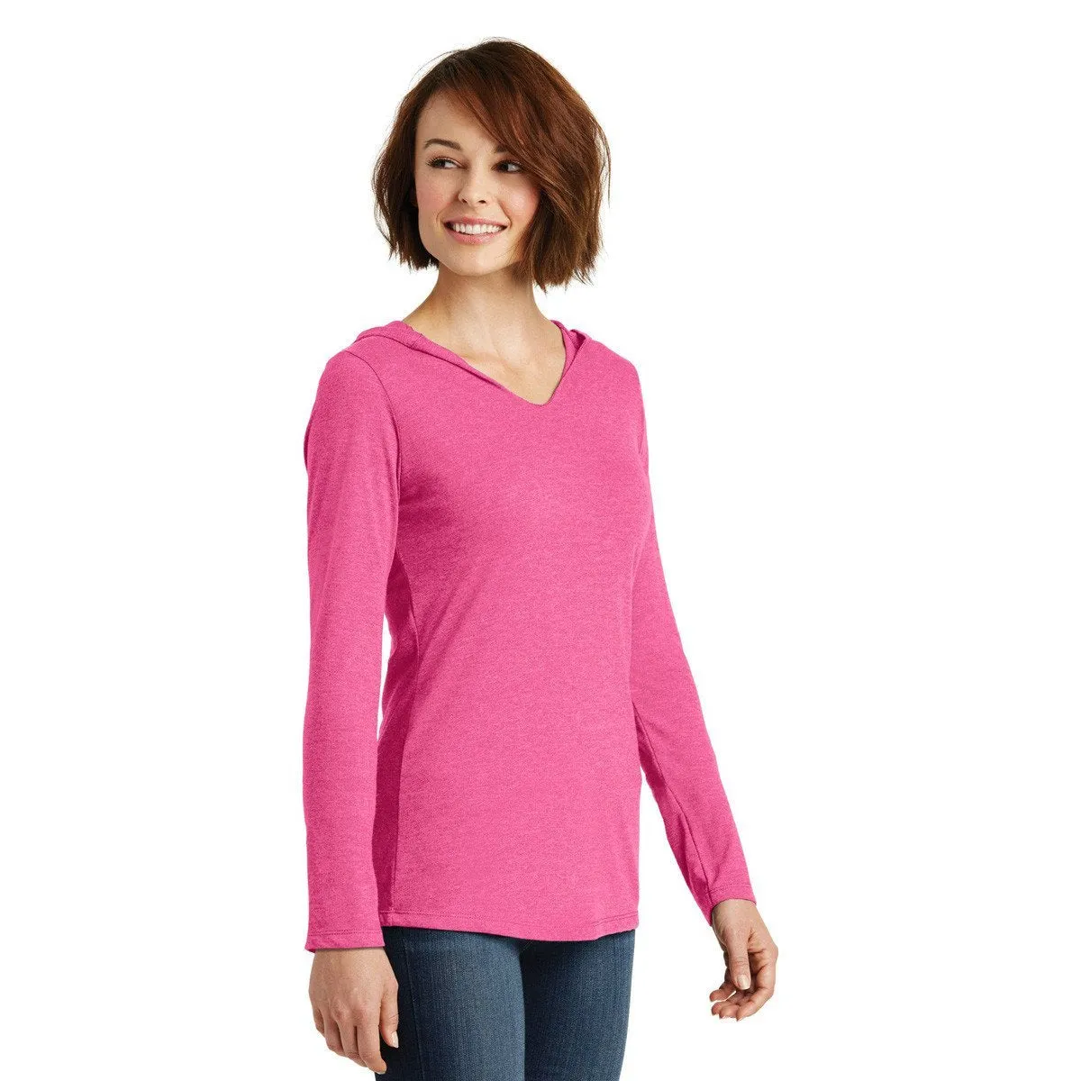 District Made Women's Fuchsia Frost Perfect Tri Long Sleeve Hoodie