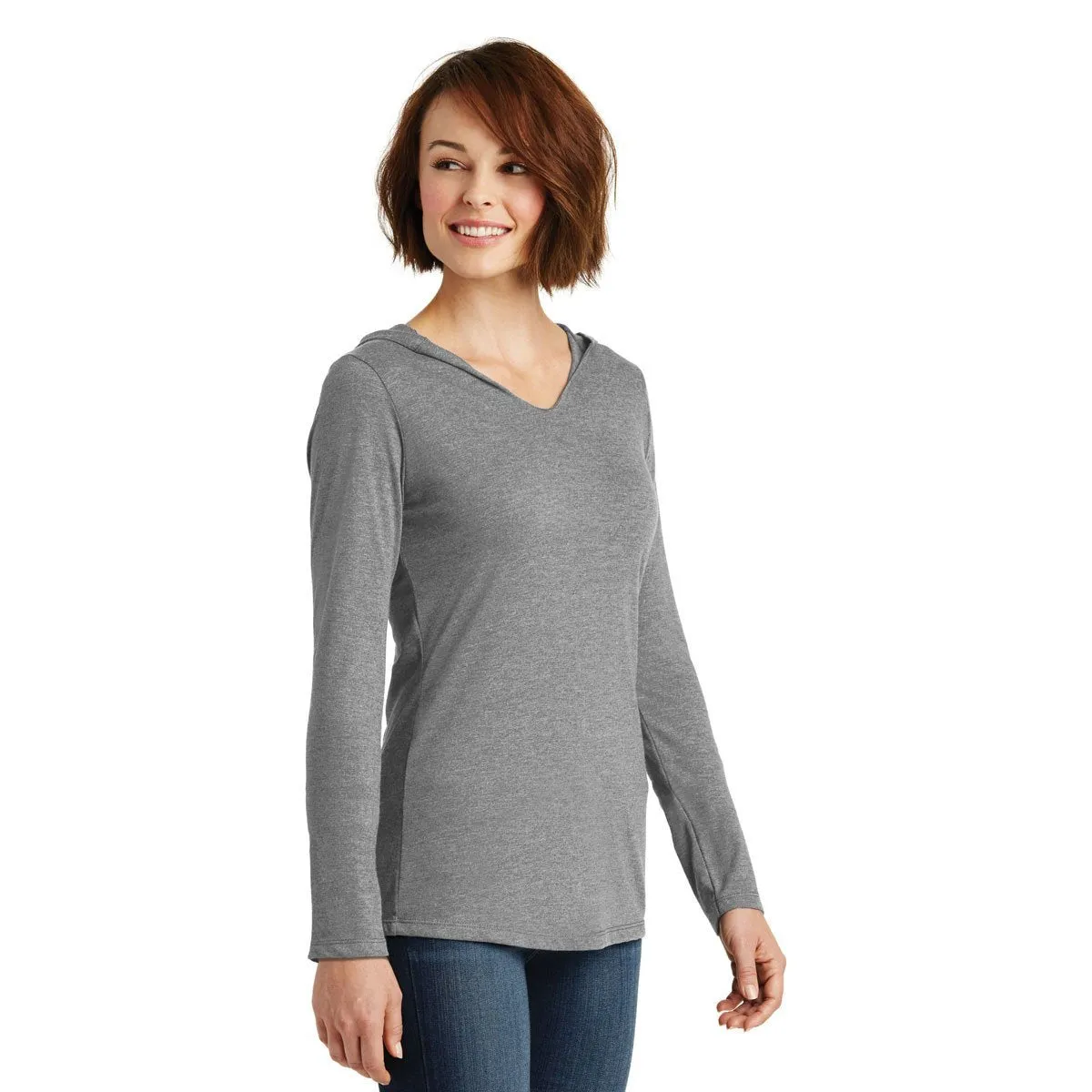 District Made Women's Grey Frost Perfect Tri Long Sleeve Hoodie