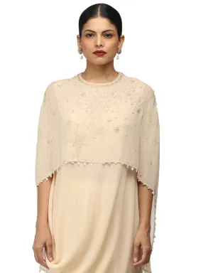 Draped Chikankari Tunic- Antique Beige