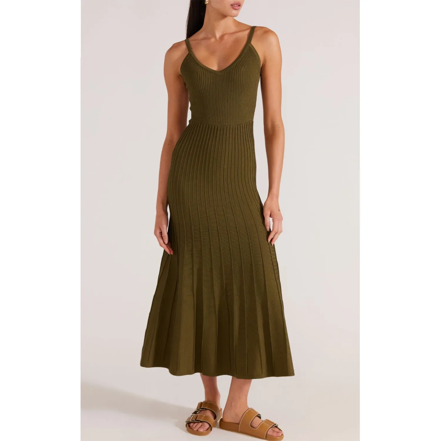 Dress Knit Midi Anica - Olive