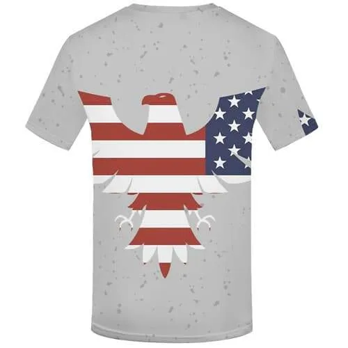 Eagle T shirts Men American Flag Tshirt Anime Animal Shirt Print Gray Tshirts Cool Usa Tshirt Printed Short Sleeve Hip hop