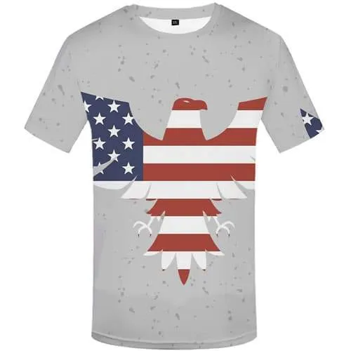 Eagle T shirts Men American Flag Tshirt Anime Animal Shirt Print Gray Tshirts Cool Usa Tshirt Printed Short Sleeve Hip hop