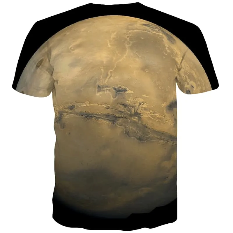 Earth T-shirt Men Universe Shirt Print Space T-shirts Graphic Black Tshirt Anime