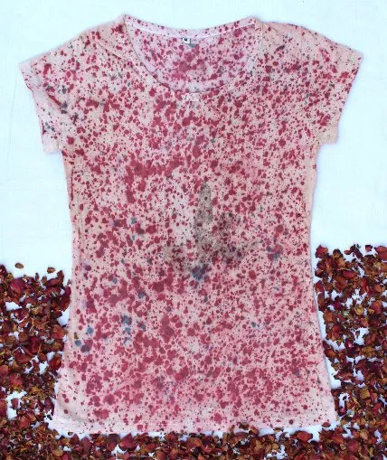 Eco Printed Organic Cotton T-Shirt- Pink Splatter