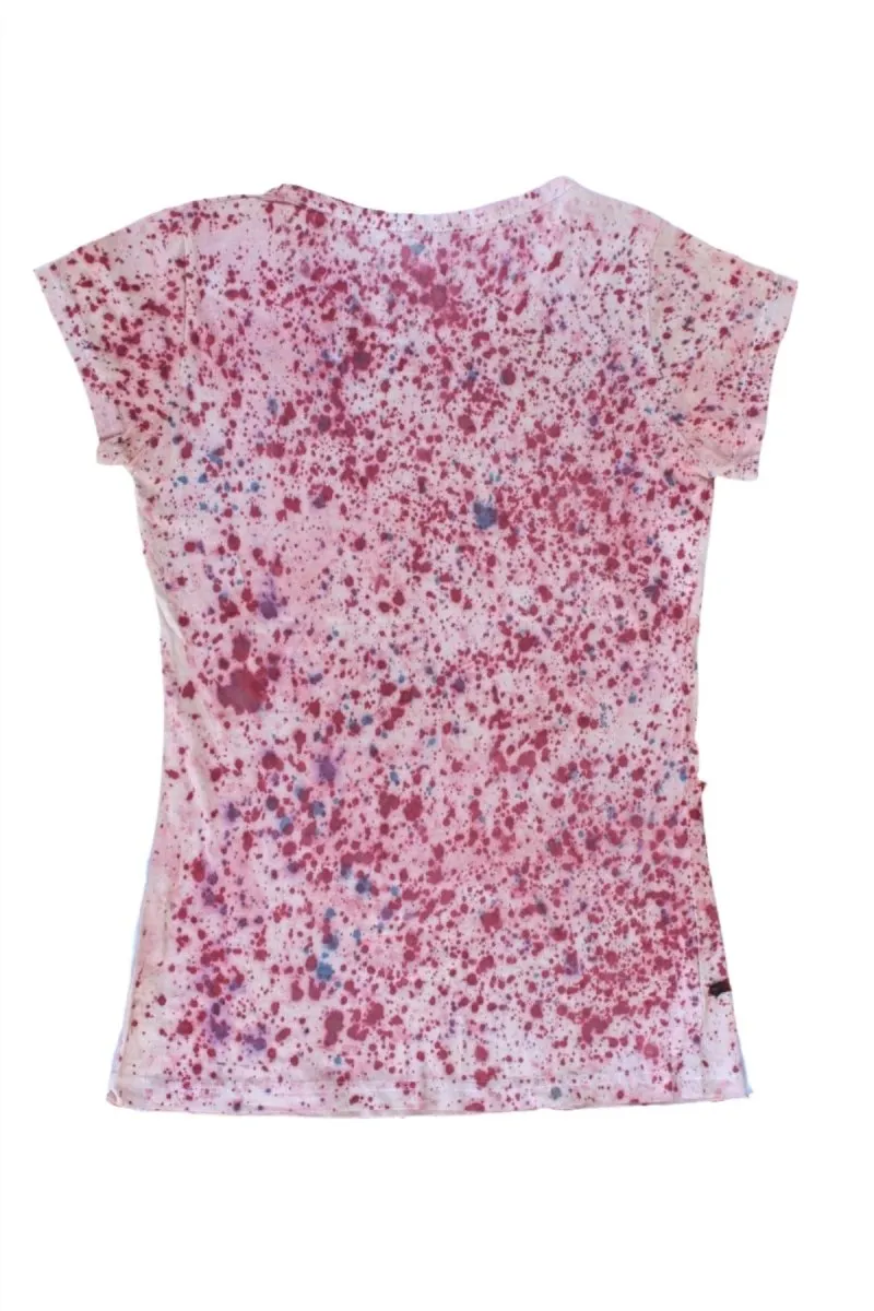 Eco Printed Organic Cotton T-Shirt- Pink Splatter