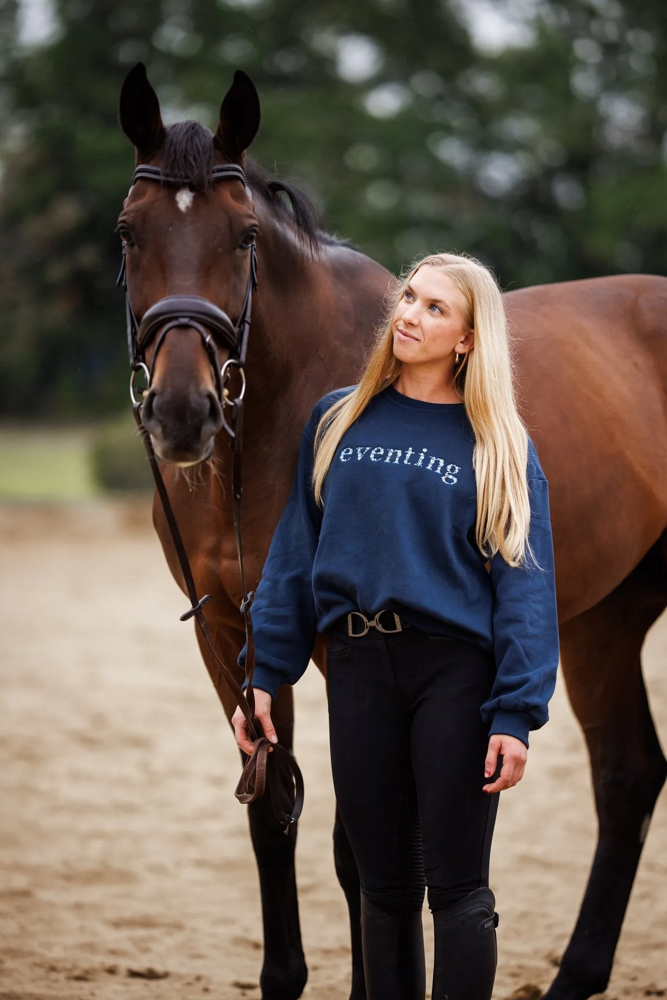 Ellany Navy "EVENTING" Sweatshirt - Blue Ombre