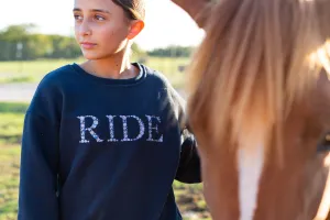 Ellany Navy "RIDE" Sweatshirt - Blue Ombre