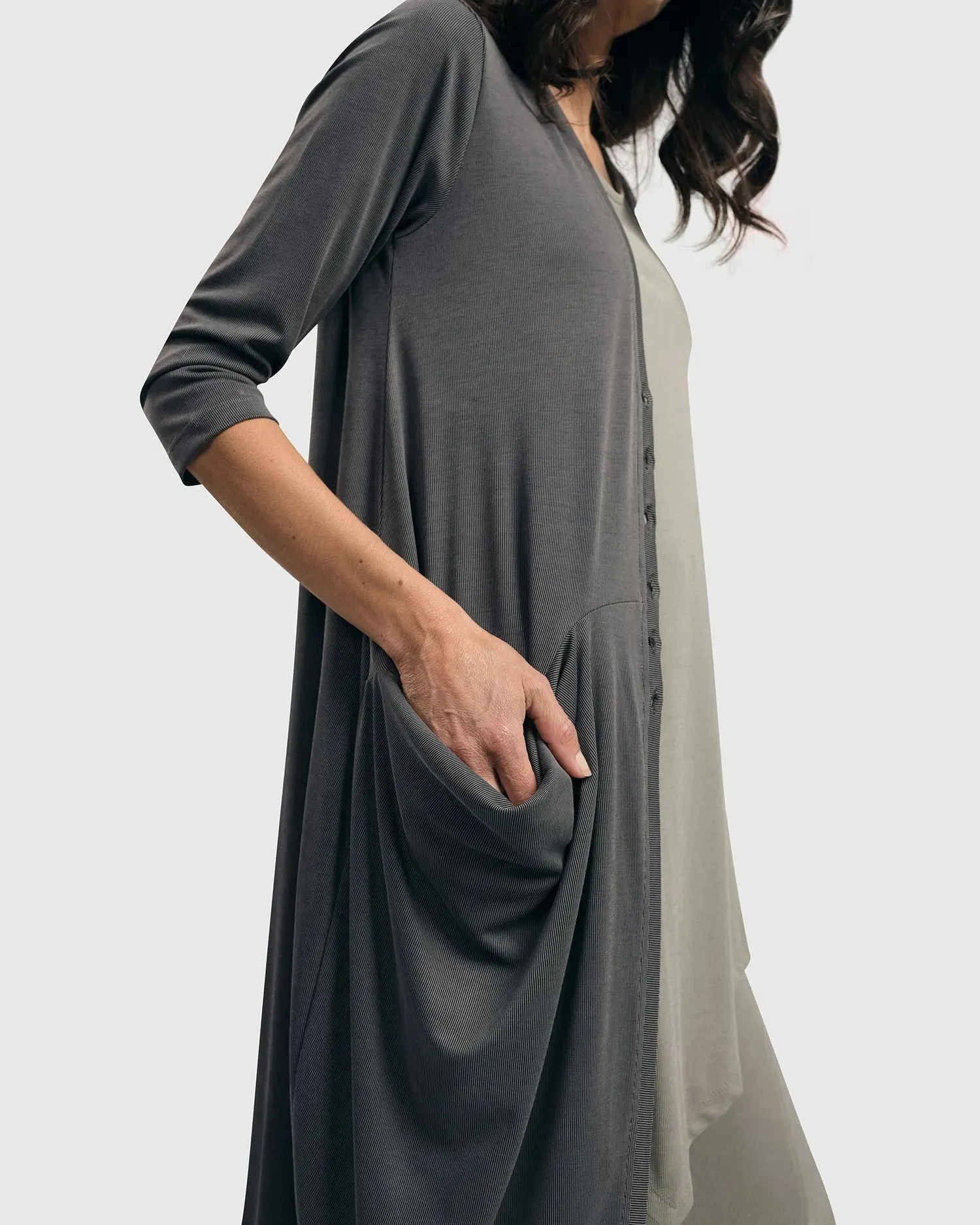 Essential Draped Cocoon Jacket, Grey