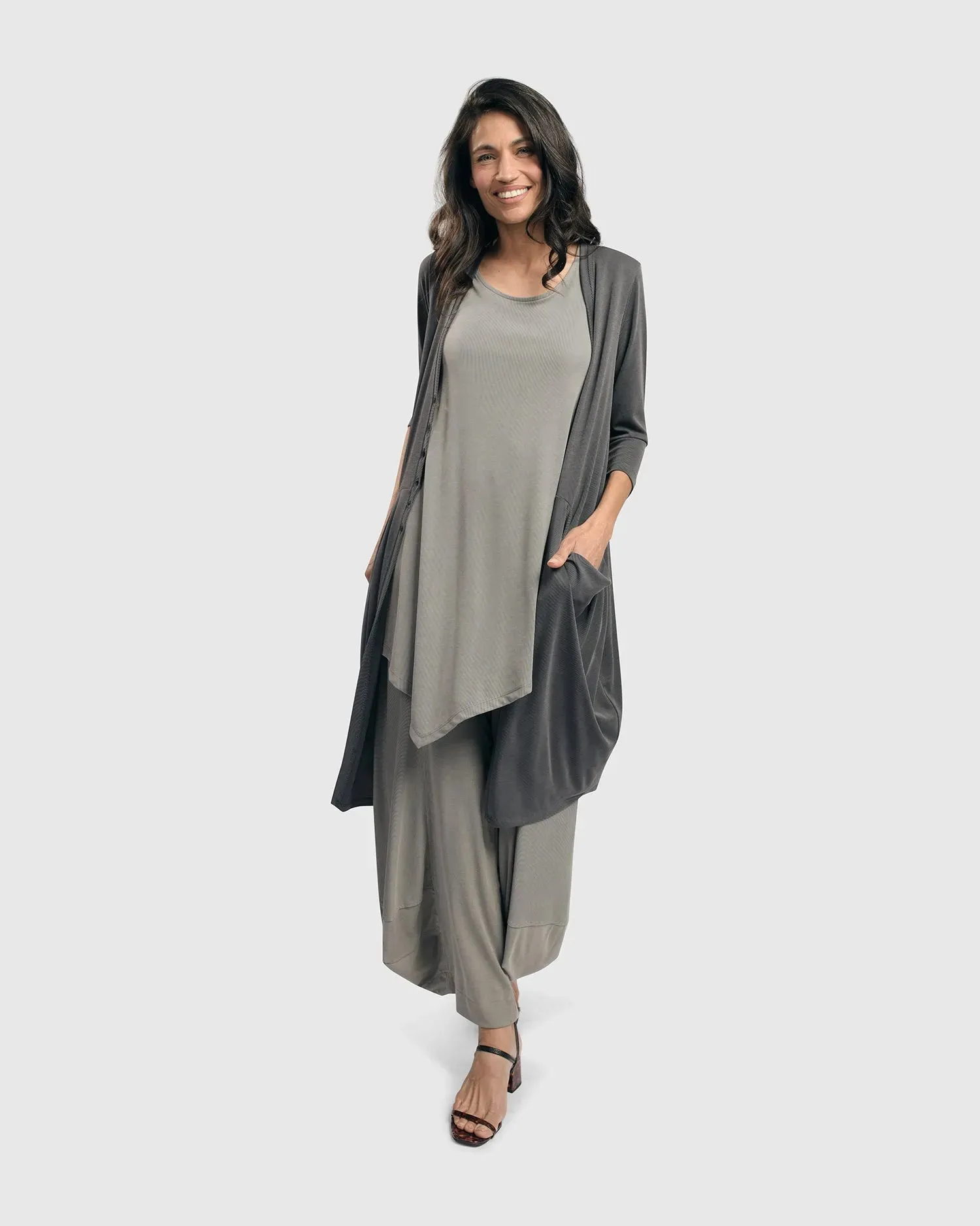 Essential Draped Cocoon Jacket, Grey