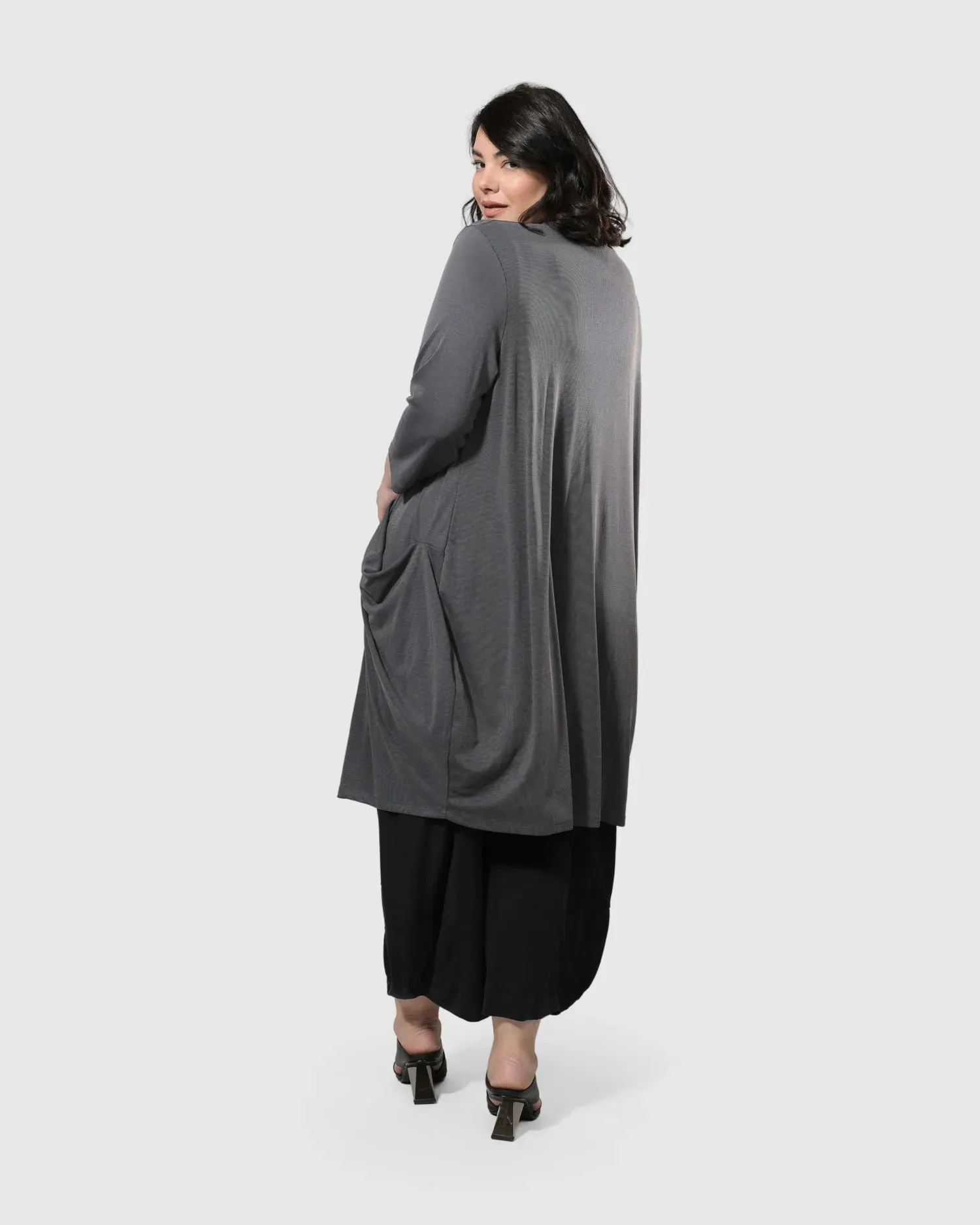 Essential Draped Cocoon Jacket, Grey