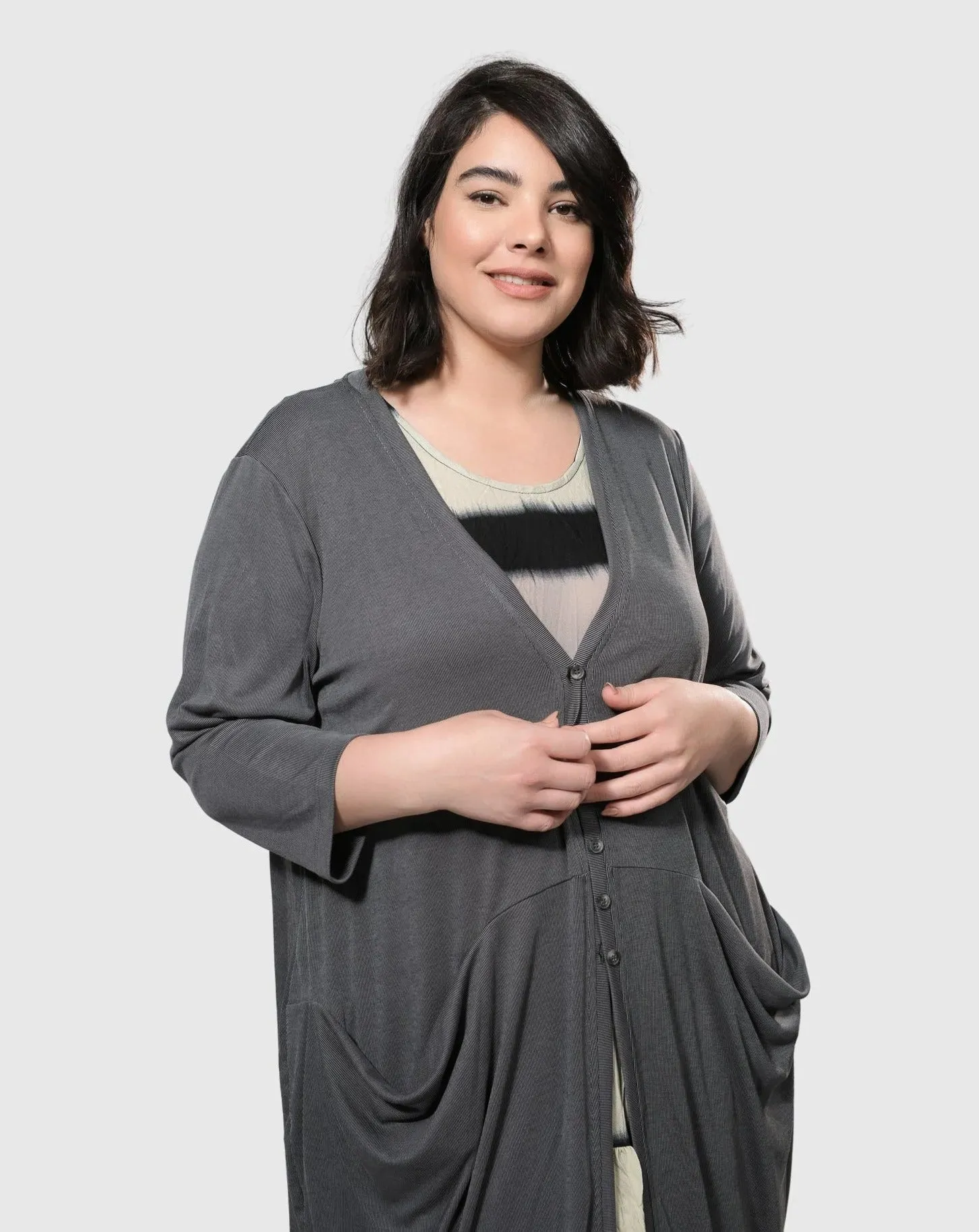 Essential Draped Cocoon Jacket, Grey