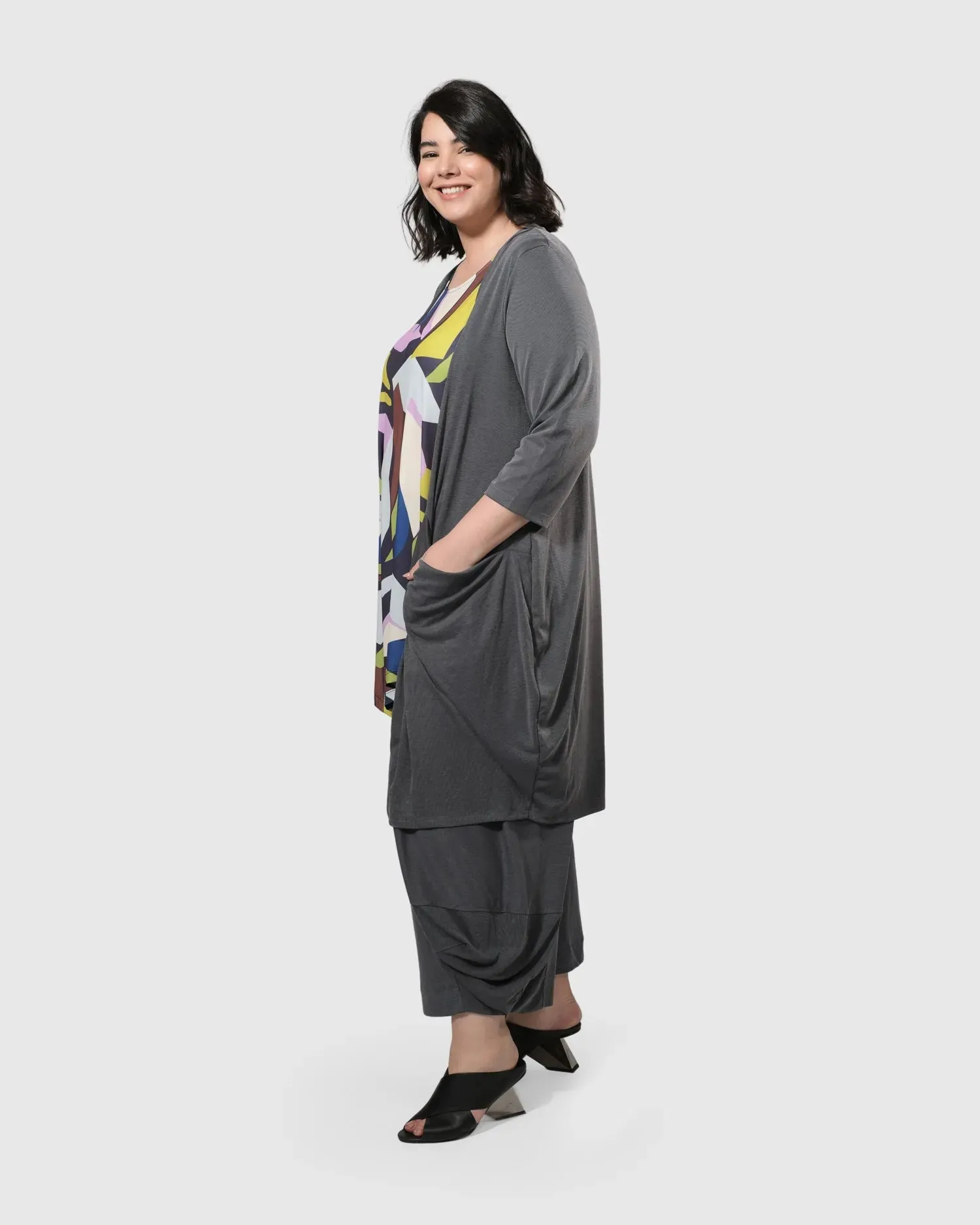 Essential Draped Cocoon Jacket, Grey