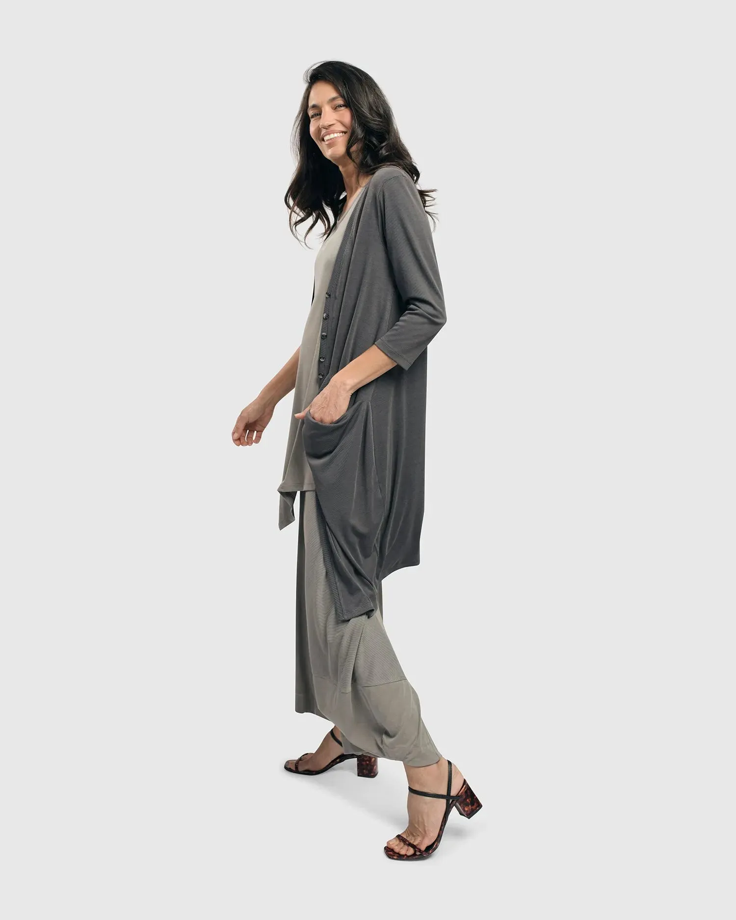 Essential Draped Cocoon Jacket, Grey