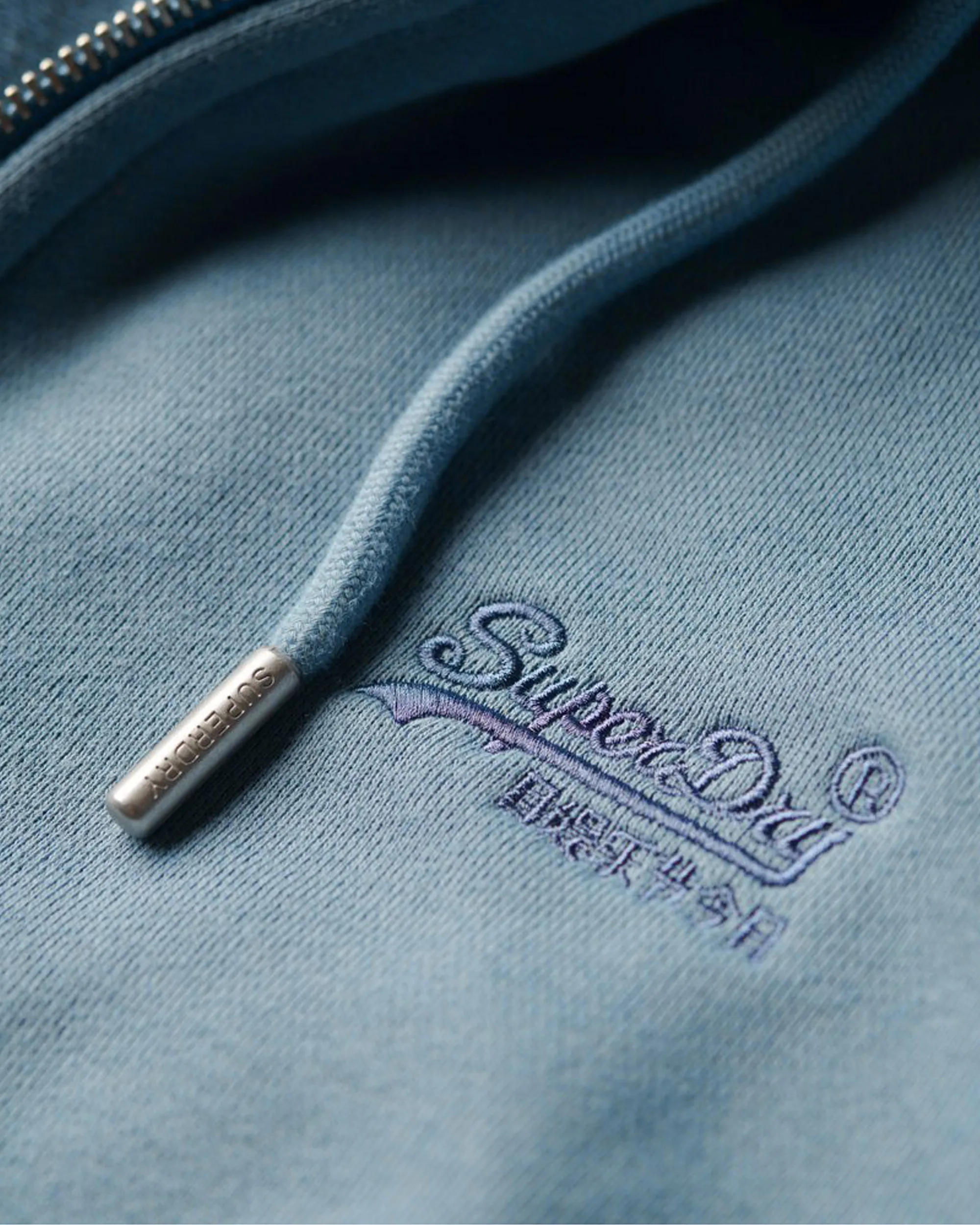 Essential Logo Zip Hoodie in Citadel Blue