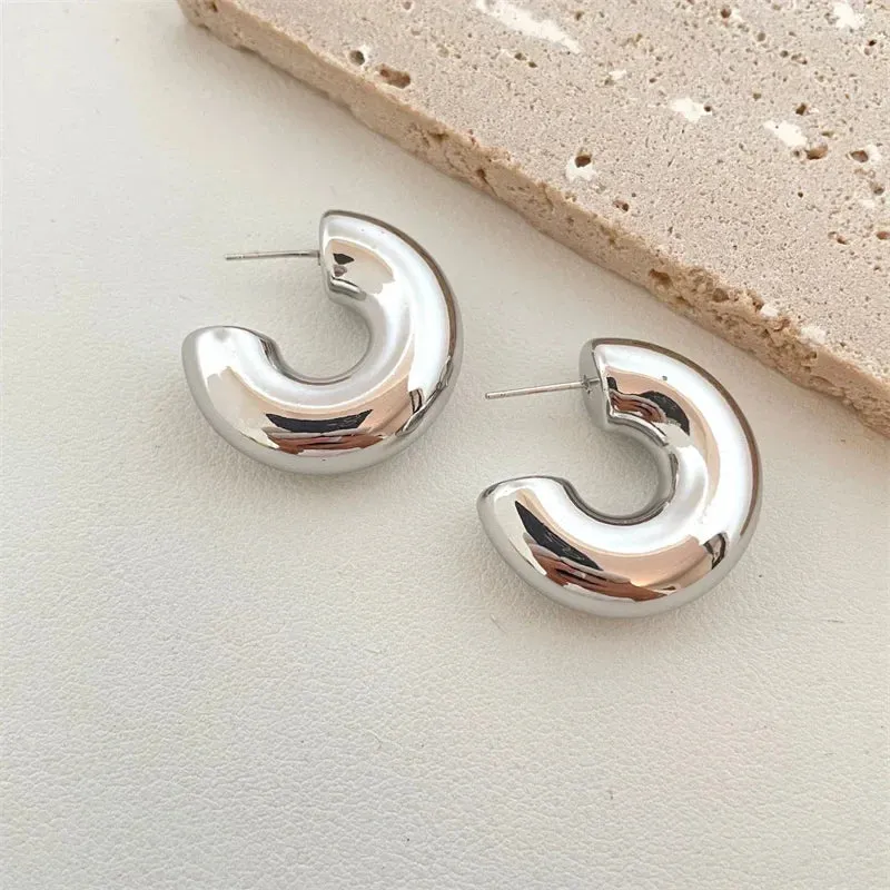 Exaggerate Big Round Circle Drop Women Chunky TearDrop Stainless Steel Earring