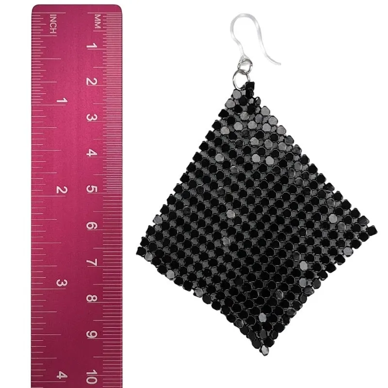 Exaggerated Chain Mail Dangles Hypoallergenic Earrings for Sensitive Ears Made with Plastic Posts