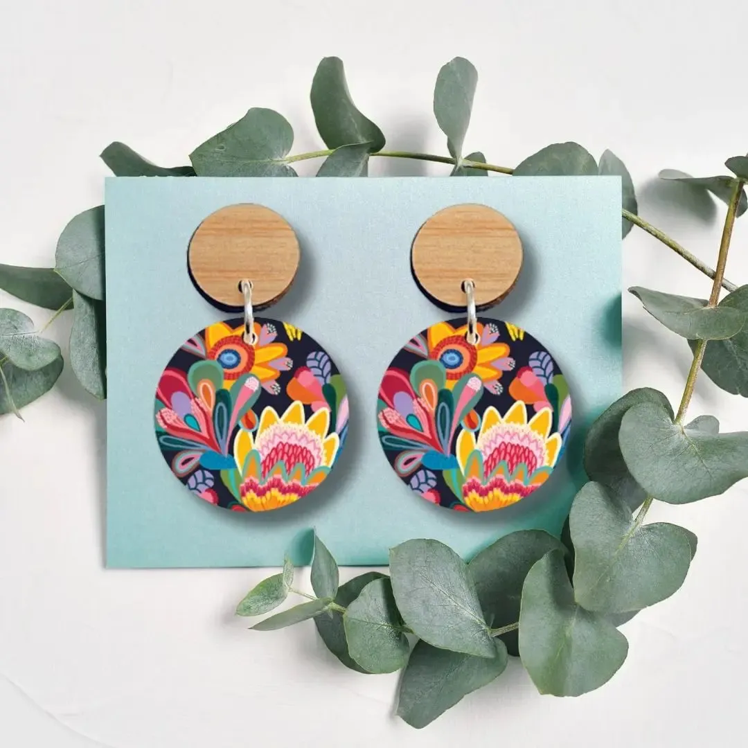 Fantasy Flora Australian Wooden Earrings