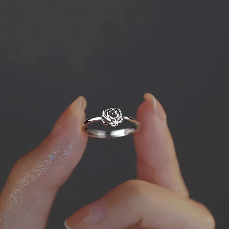 Fashion Flower Rose New Silver Ring