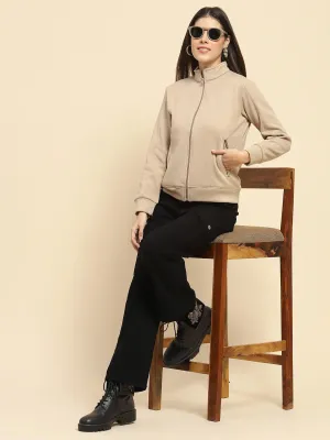 Fawn Poly Blend Solid Relaxed Fit Sweatshirt