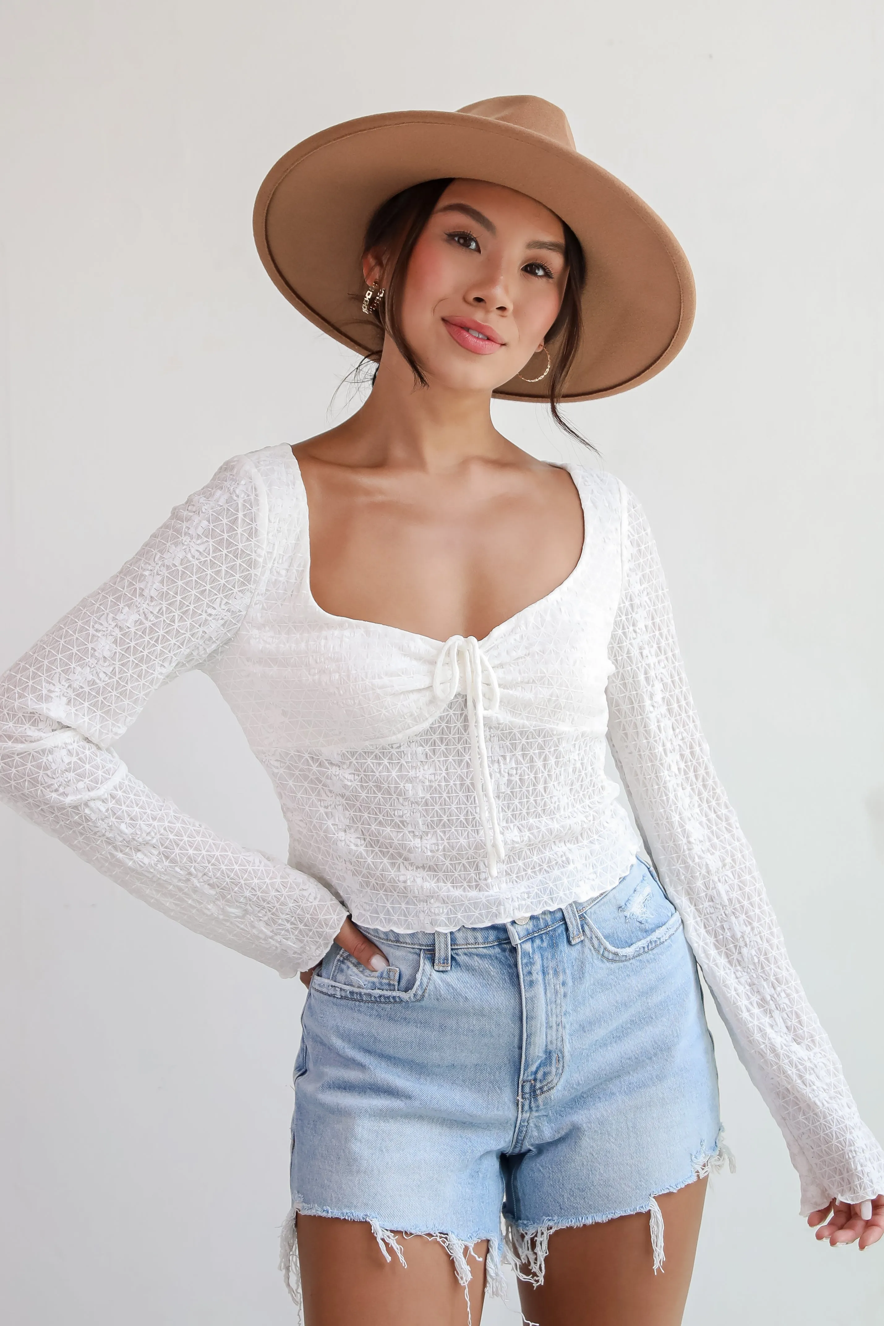 FINAL SALE - Trendsetting Cuteness White Mesh Blouse