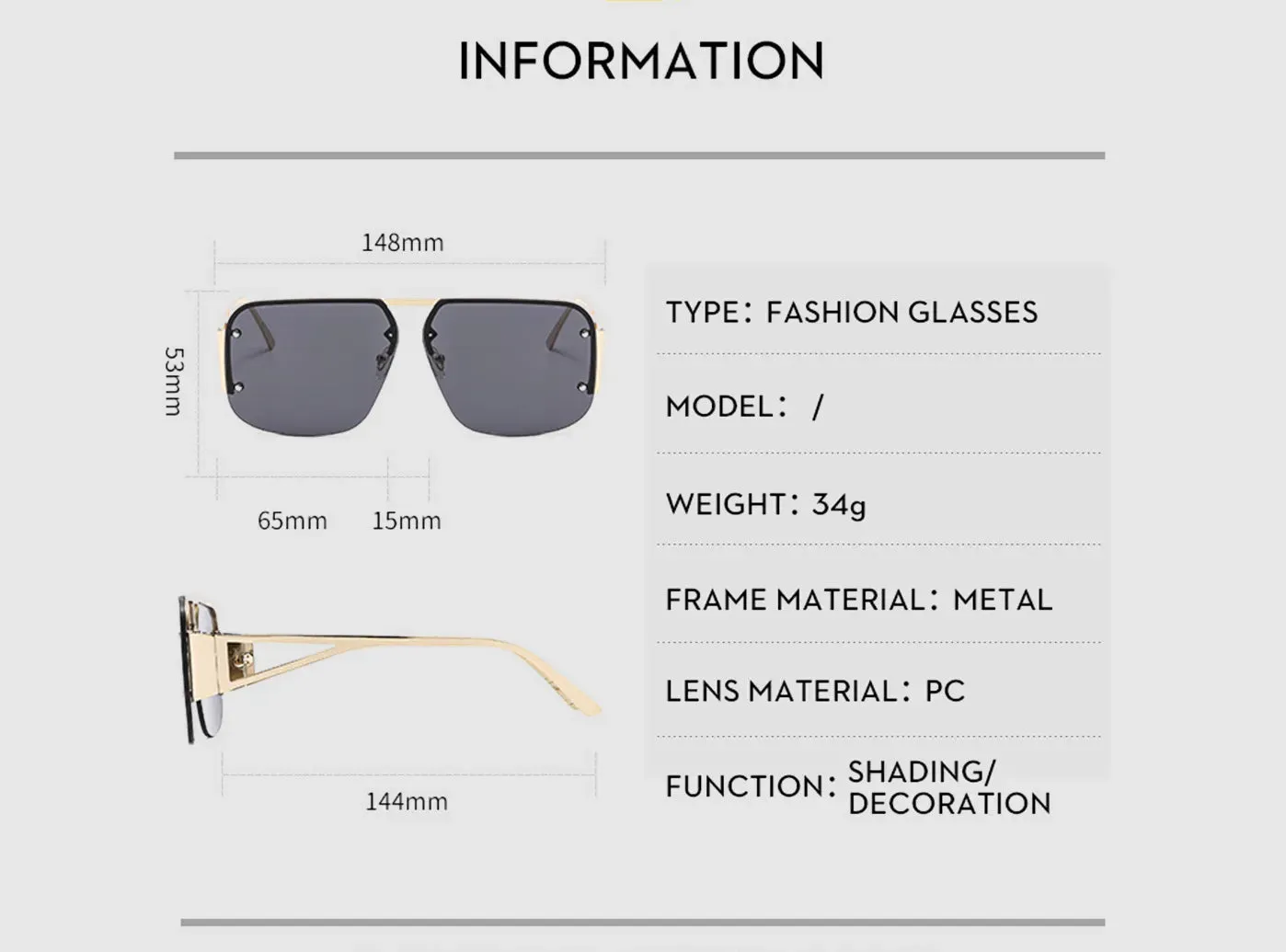 FitVille Premium Metal Semi-Rimless Sunglasses