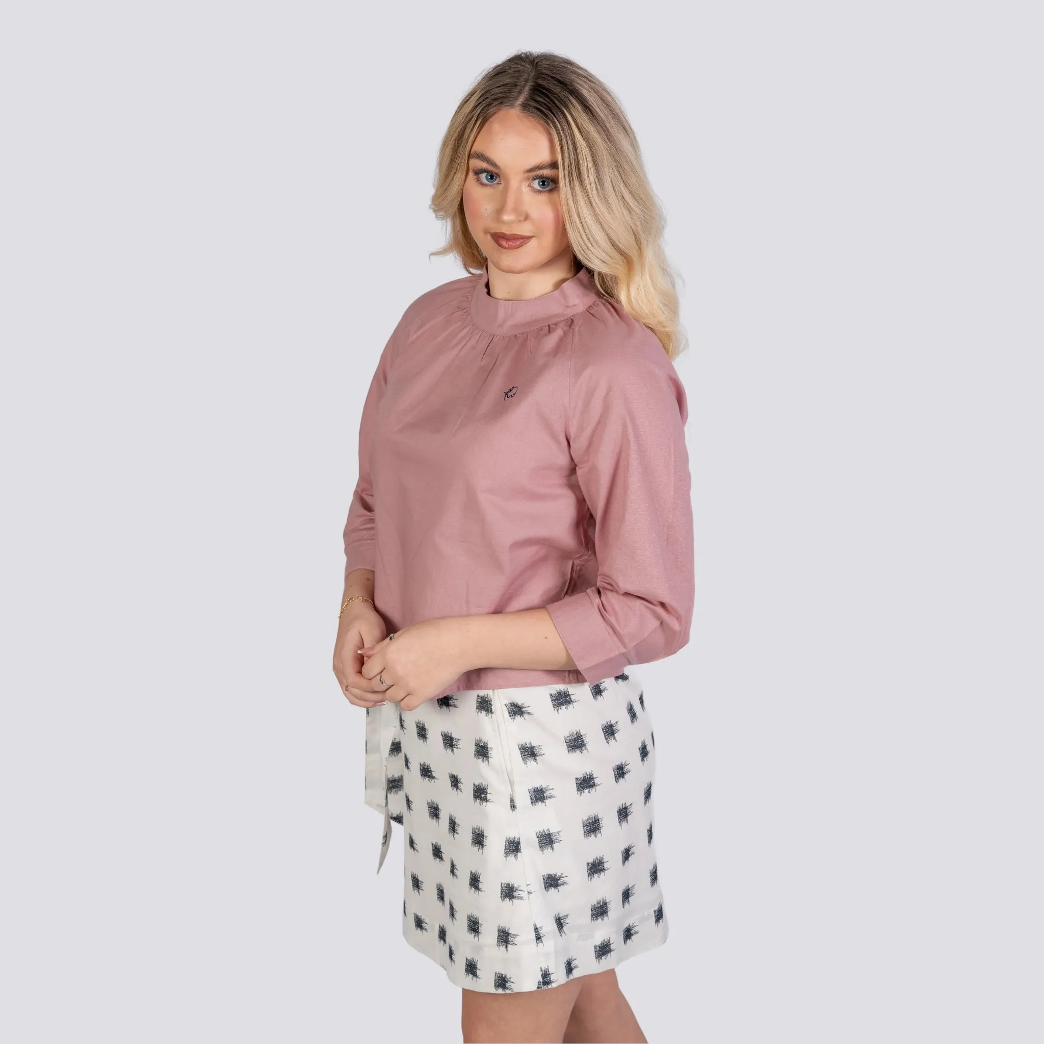 Flamingo Rose 3/4 Sleeve Linen Top | Sustainable Women's Top | KAREE