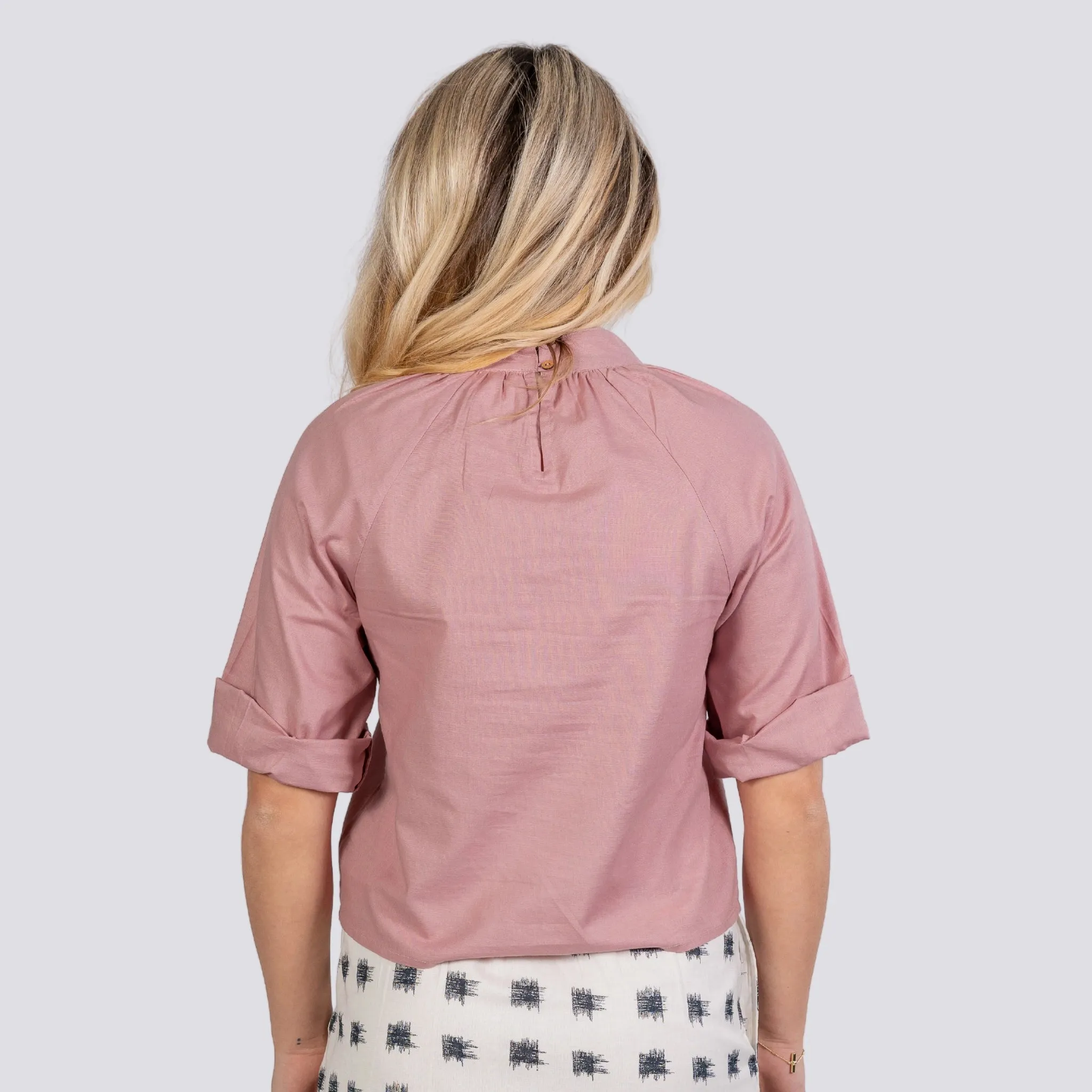 Flamingo Rose 3/4 Sleeve Linen Top | Sustainable Women's Top | KAREE