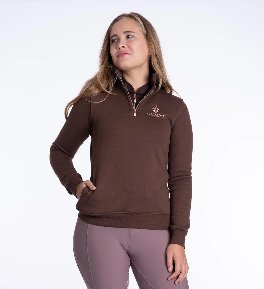 Fleece Quarter Zip Chocolate & Rose Gold