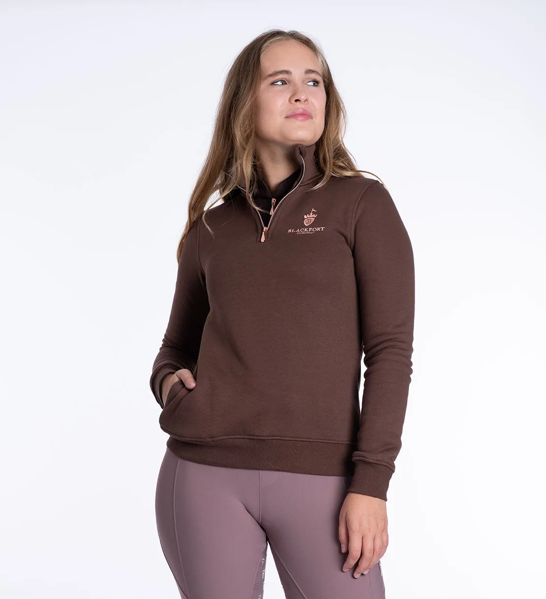 Fleece Quarter Zip Chocolate & Rose Gold