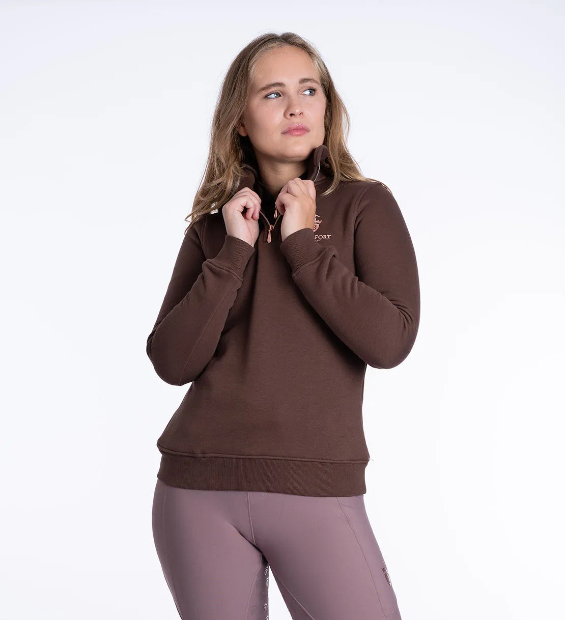 Fleece Quarter Zip Chocolate & Rose Gold