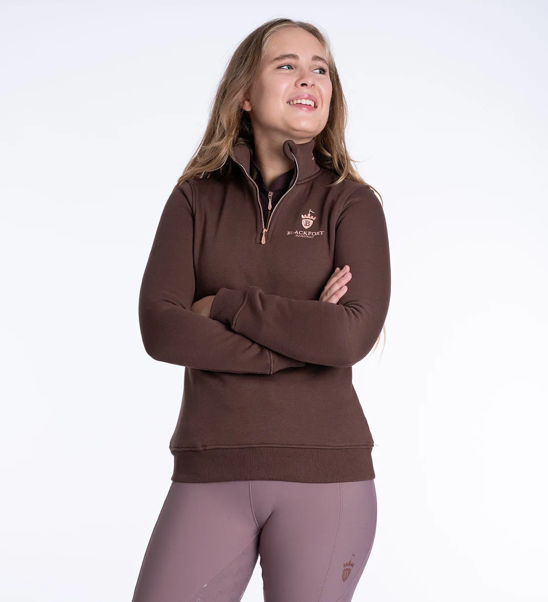 Fleece Quarter Zip Chocolate & Rose Gold