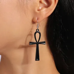 Flower Vintage Egyptian Traditional Pendant Ankh Symbol Cross Life Earring