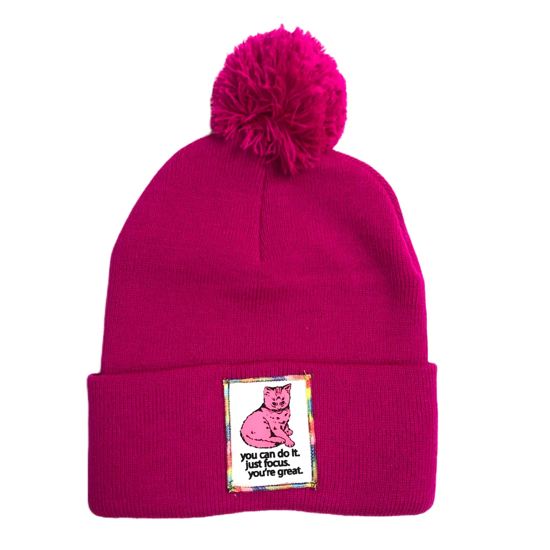 Focus Cat Winter Hat - Rainbow Fuchsia