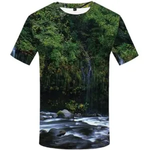 Forest T shirts Men Fish T-shirts Graphic Green T shirts Funny Tree Shirt Print Harajuku Tshirts Cool Short Sleeve T shirts