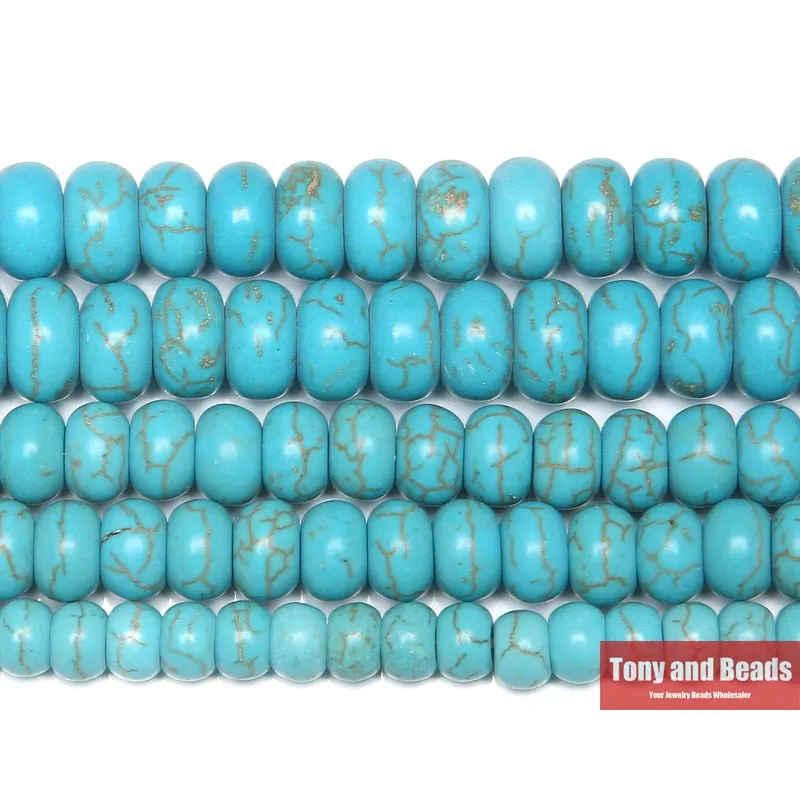 Free Shipping Natural Blue Turquoises Rondelle Loose Beads 15" Strand 6 8 10 MM Pick Size For Jewelry Making